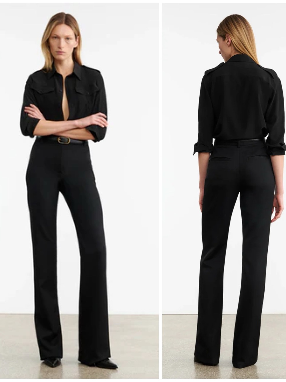 NWT Nili Lotan Virgin Wool Straight Leg Corette Pants High Rise Black Size 8